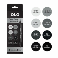 OLO Cool Gray Alcohol Markers - 8 Colors 4pc. Set 8