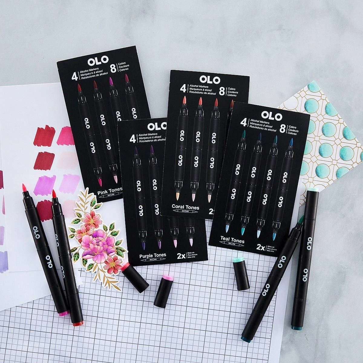 OLO Pink Tones Alcohol Markers Set - 8 Colors 4pc. 20 OLO Pink Tones Alcohol Markers Set - 8 Colors 4pc. - Image 20