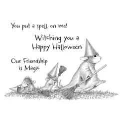 Halloween Flight Cling Rubber Stamp Set From The House-Mouse Holiday Friends Collection -Woodland Scenics Shop RSC 039 Holiday Friends House Mouse Halloween Flight Color
