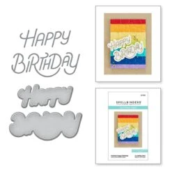 Stylized Happy Birthday Etched Dies From The Birthday Celebrations Collection