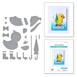 Duck With Umbrella Etched Dies From The Showered With Love Collection By Vicky Papaioannou