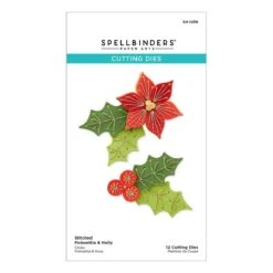 Stitched Poinsettia & Holly Etched Dies From The Stitched For Christmas Collection -Woodland Scenics Shop S4 1299 Stitched for Christmas Stitched Poinsettia Holly Pac