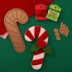 Felt Candy Cane Etched Dies From The Felt Stitch & Create Collection By Nichol Spohr -Woodland Scenics Shop S5 659 Felt Stitch and Create Nichol Spohr Felt Candy Cane Project 2