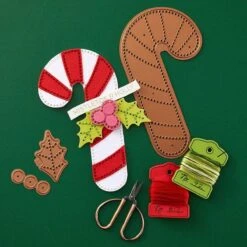 Felt Candy Cane Etched Dies From The Felt Stitch & Create Collection By Nichol Spohr -Woodland Scenics Shop S5 659 Felt Stitch and Create Nichol Spohr Felt Candy Cane Project 3