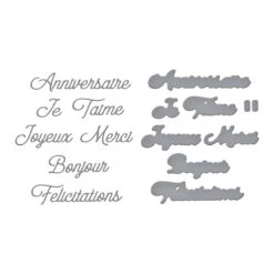 French Everyday Sentiments Etched Dies From The International Sentiments Collection 8 French Everyday Sentiments Etched Dies From The International Sentiments Collection -Woodland Scenics Shop S5 678 International Sentiments French Everyday Sentiments Color