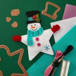 Felt Snowman Star Etched Dies From The Felt Stitch & Create Collection By Nichol Spohr -Woodland Scenics Shop S7 262 Felt Stitch and Create Nichol Spohr Felt Snowman Star Project 2
