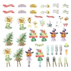 Dancin' Watercolor Holidays Printed Die Cuts From The Dancin' Watercolor Collection