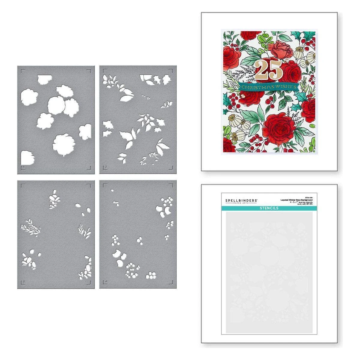 Winter Rose Background BetterPress And Stencil Bundle From The Handmade Holidays Collection 6 Winter Rose Background BetterPress And Stencil Bundle From The Handmade Holidays Collection - Image 6