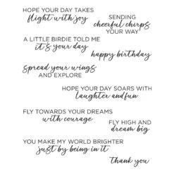 Spread Your Wings Sentiments Clear Stamp Set From The Cheerful Chirps Collection -Woodland Scenics Shop STP 252 Cheerful Chirps Spread Your Wings Sentiments Color
