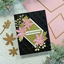 Holiday Blooms Etched Dies From The Celebrate The Season Collection -Woodland Scenics Shop Sandi MacIver 2022 Holiday 3D Embossing Folders Pink and Black card
