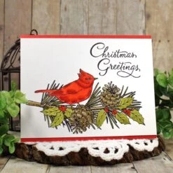 Christmas Greetings Press Plate From The BetterPress Christmas Collection -Woodland Scenics Shop SheriGilson July2023BetterPressChristmasCollection Card 3
