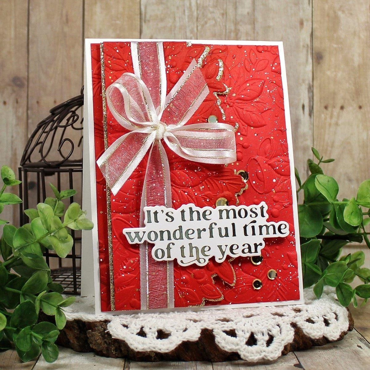 Spellbinders Exclusive: Poinsettia Bells & Border 3D Emboss & Cut Folder 2 Spellbinders Exclusive: Poinsettia Bells & Border 3D Emboss & Cut Folder - Image 2