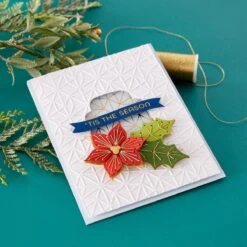 Stitched Poinsettia & Holly Etched Dies From The Stitched For Christmas Collection -Woodland Scenics Shop Stitched Christmas S4 1299 1