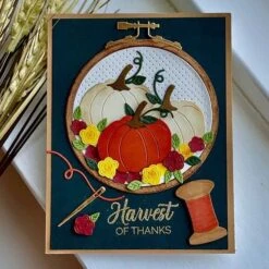 Faux Embroidered Pumpkin Etched Dies From The Nichol's Needlework Collection By Nichol Spohr -Woodland Scenics Shop SusanBabcock 2024 FauxPumpkin