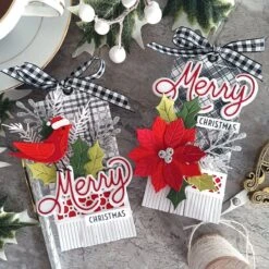 Christmas Bird Poinsettia Etched Dies From The Classic Christmas Collection -Woodland Scenics Shop TinaSmith ClassicChristmasCollection 1