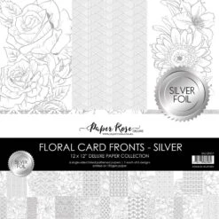 Paper Rose - Floral Card Fronts Silver Foil 12x12 Paper Collection