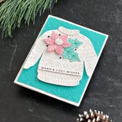 Stitched Poinsettia & Holly Etched Dies From The Stitched For Christmas Collection -Woodland Scenics Shop joan bardee 2023 stitchedforchristmas stitchedchristmassweater