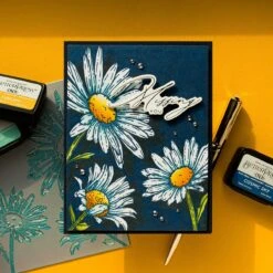 Daisy Trio BetterPress And Stencil Bundle From The Yana's Daisies Collection By Yana Smakula -Woodland Scenics Shop yana smakula 2025 Spellbinders BP 299 Daisy Trio Press Plate BP 298 Card Crafty Hugs Sentiments Card 3sq